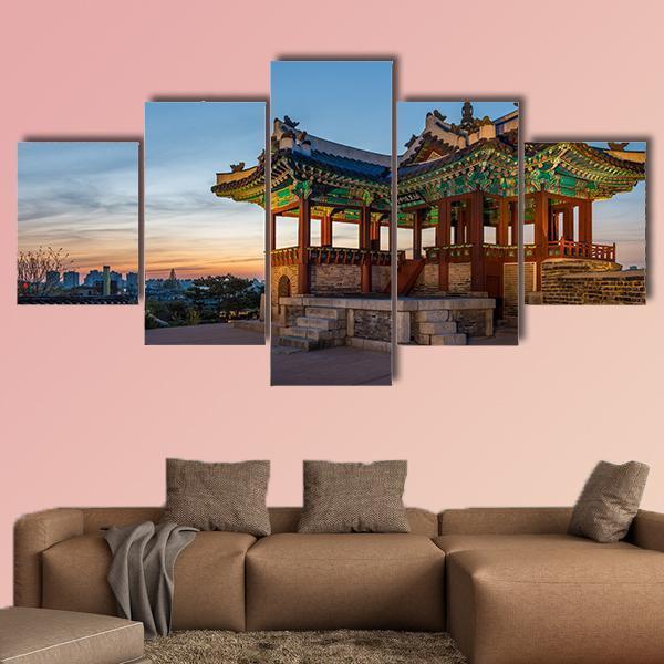 Watchtower At Hwaseong Fortress In South Korea Canvas Wall Art-5 Star-Gallery Wrap-62" x 32"-Tiaracle