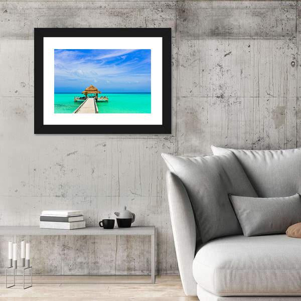 Water Cafe On Beach And Pathway Canvas Wall Art-3 Horizontal-Gallery Wrap-25" x 16"-Tiaracle