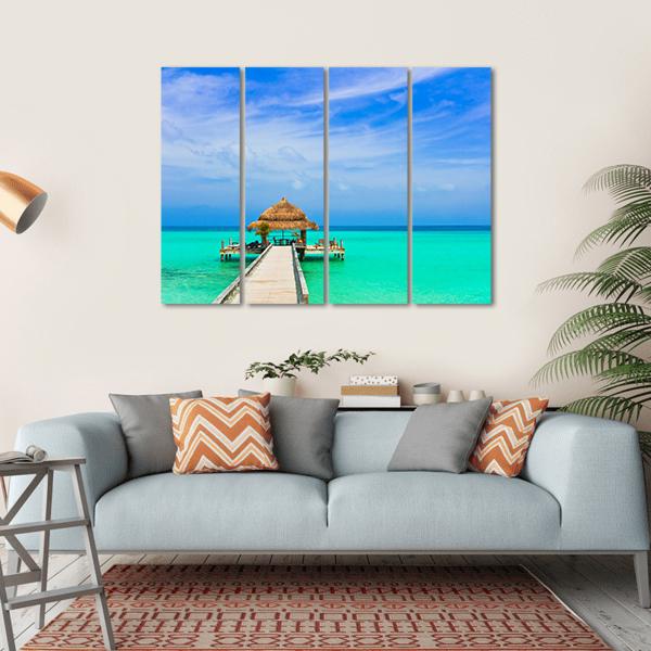 Water Cafe On Beach And Pathway Canvas Wall Art-4 Horizontal-Gallery Wrap-34" x 24"-Tiaracle