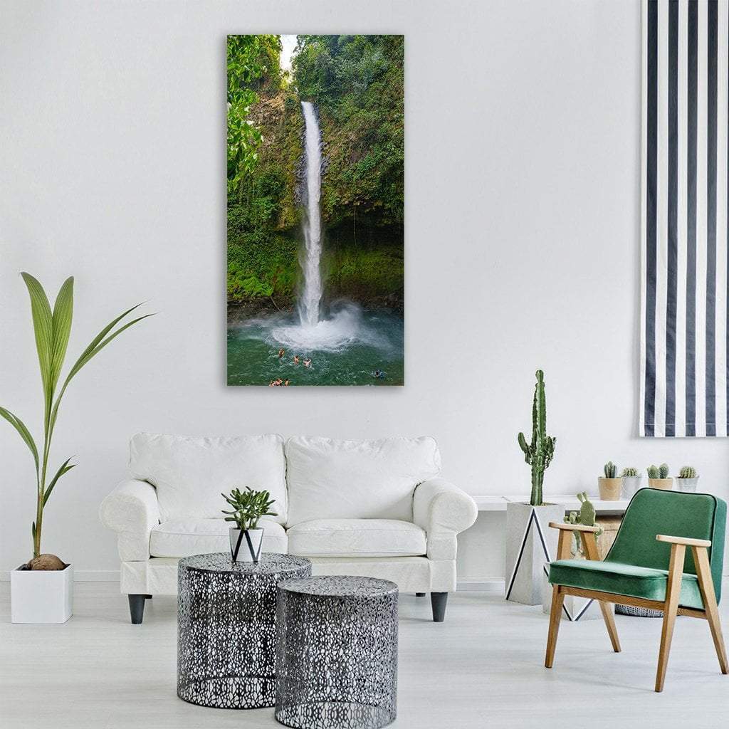 Water Fall In Costa Rica Vertical Canvas Wall Art-3 Vertical-Gallery Wrap-12" x 25"-Tiaracle