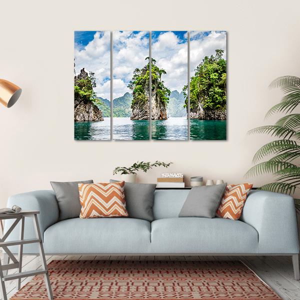 Water Lake At Ratchaprapha Dam Canvas Wall Art-4 Horizontal-Gallery Wrap-34" x 24"-Tiaracle