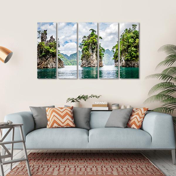 Water Lake At Ratchaprapha Dam Canvas Wall Art-5 Horizontal-Gallery Wrap-22" x 12"-Tiaracle