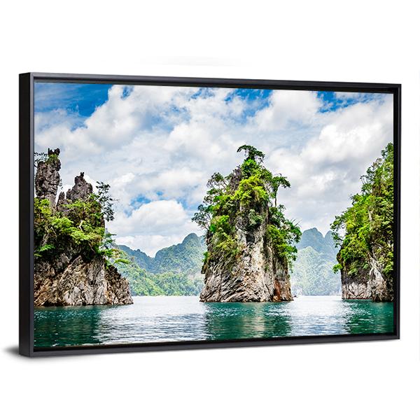 Water Lake At Ratchaprapha Dam Canvas Wall Art-5 Horizontal-Gallery Wrap-22" x 12"-Tiaracle