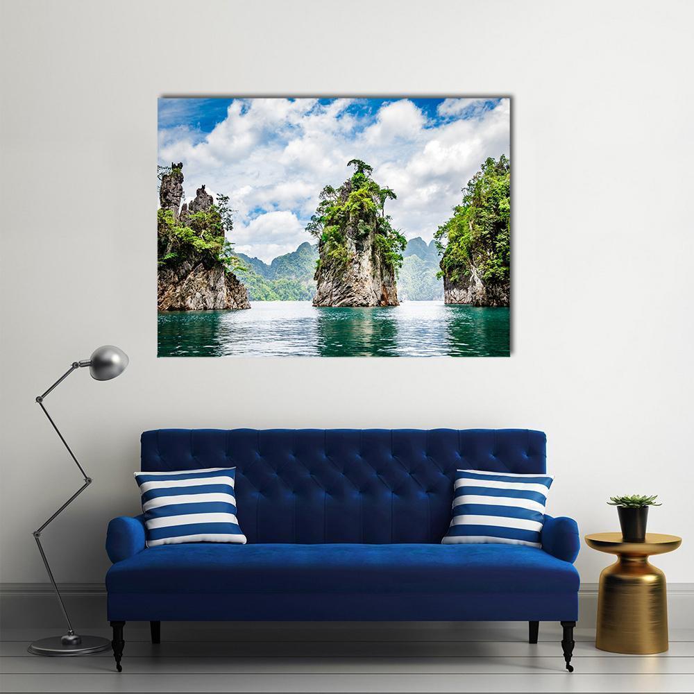 Water Lake At Ratchaprapha Dam Canvas Wall Art-1 Piece-Gallery Wrap-48" x 32"-Tiaracle
