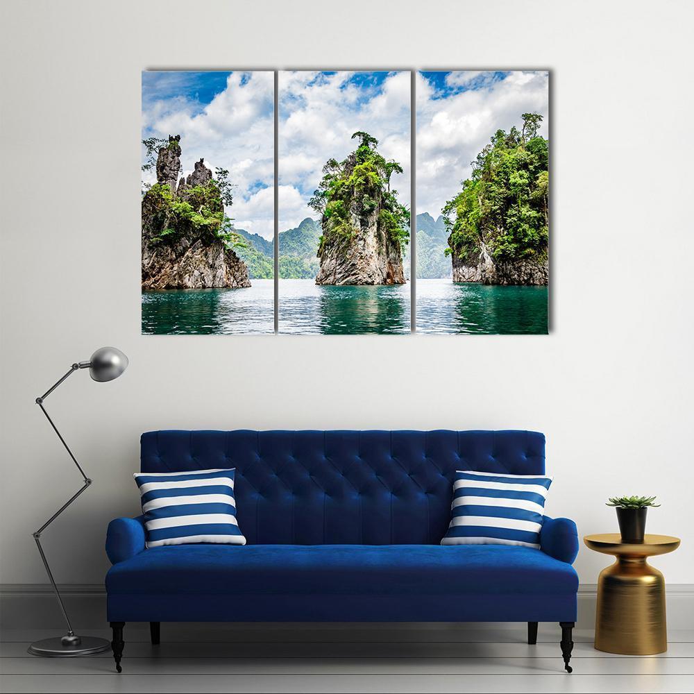 Water Lake At Ratchaprapha Dam Canvas Wall Art-3 Horizontal-Gallery Wrap-37" x 24"-Tiaracle