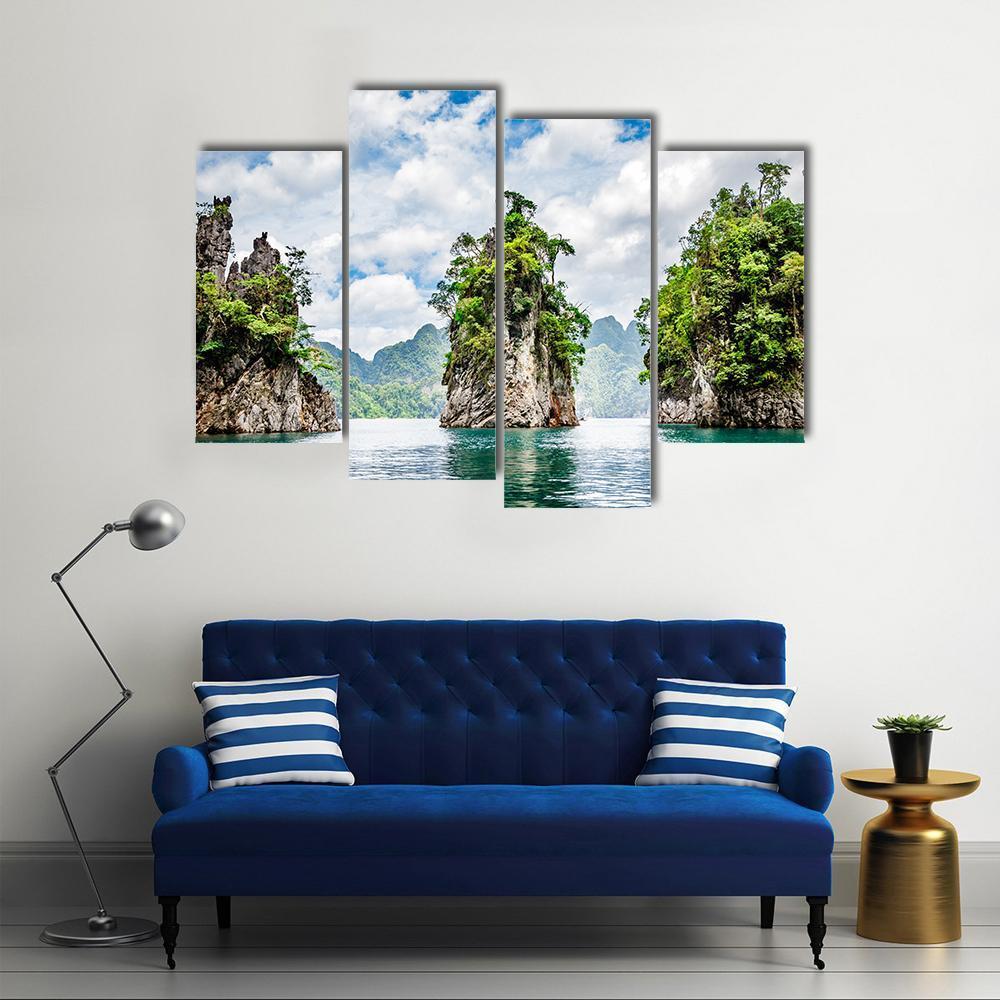 Water Lake At Ratchaprapha Dam Canvas Wall Art-4 Pop-Gallery Wrap-50" x 32"-Tiaracle