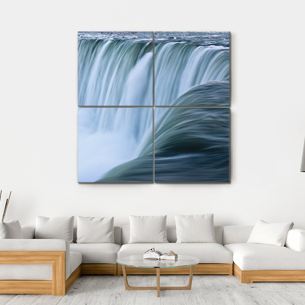 Water Over Niagara Falls Canvas Wall Art-4 Square-Gallery Wrap-17" x 17"-Tiaracle