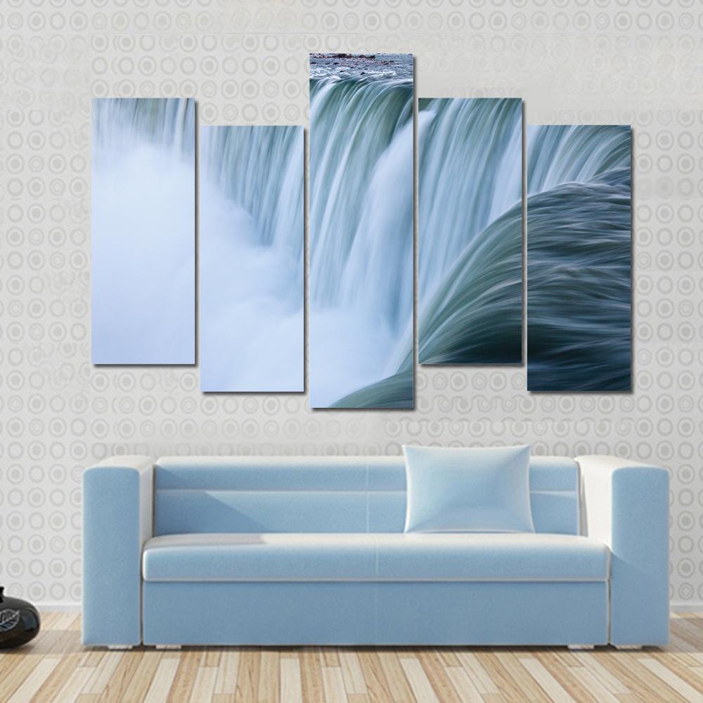 Water Over Niagara Falls Landscape Canvas Wall Art-3 Horizontal-Gallery Wrap-37" x 24"-Tiaracle