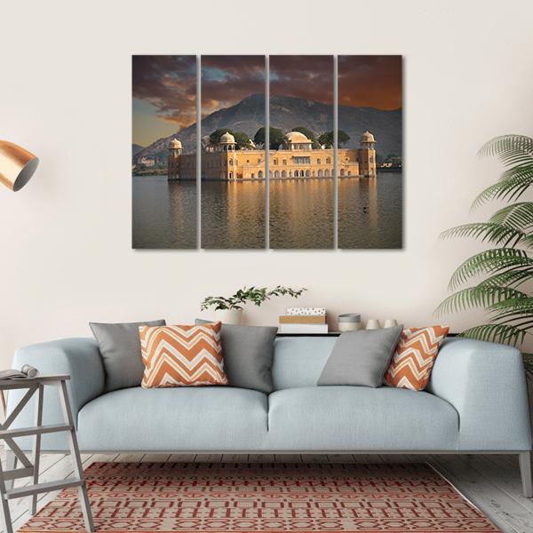 Water Palace In Jaipur Canvas Wall Art-4 Horizontal-Gallery Wrap-34" x 24"-Tiaracle