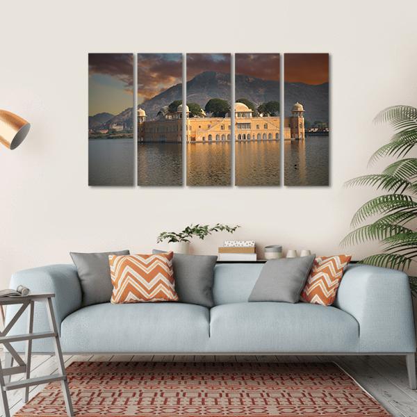 Water Palace In Jaipur Canvas Wall Art-5 Horizontal-Gallery Wrap-22" x 12"-Tiaracle