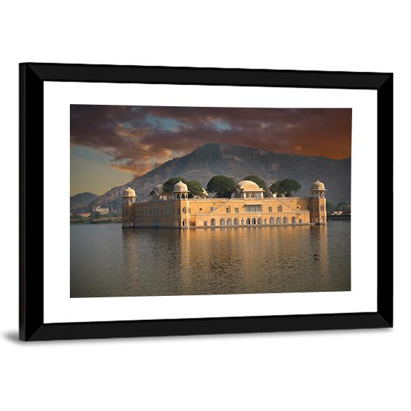 Water Palace In Jaipur Canvas Wall Art-3 Horizontal-Gallery Wrap-25" x 16"-Tiaracle