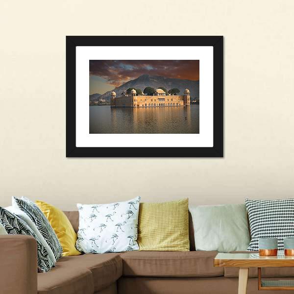 Water Palace In Jaipur Canvas Wall Art-3 Horizontal-Gallery Wrap-25" x 16"-Tiaracle