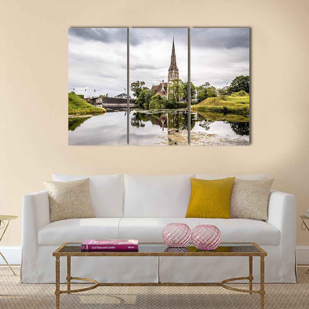 Church In Churchill Park Canvas Wall Art-3 Horizontal-Gallery Wrap-37" x 24"-Tiaracle