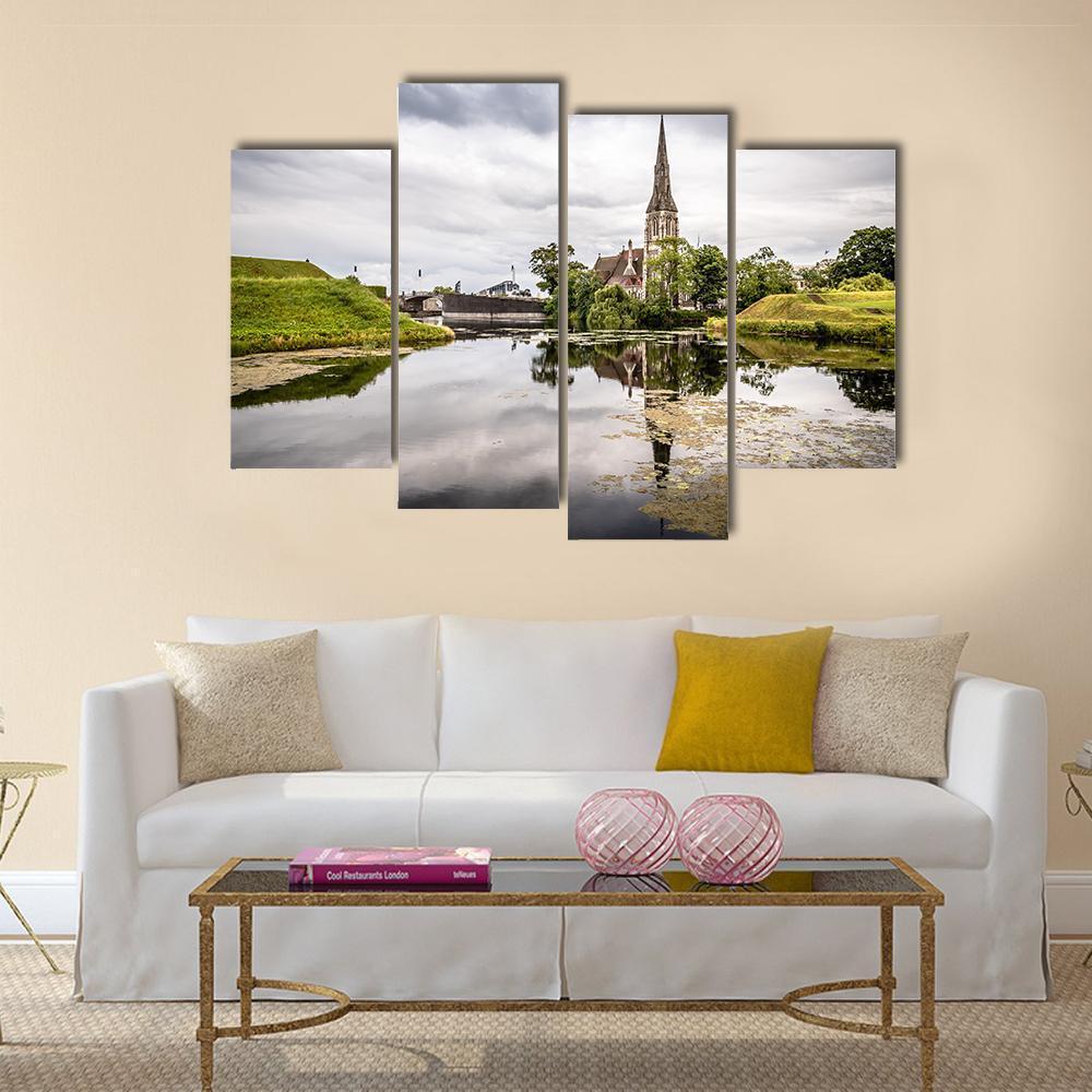 Church In Churchill Park Canvas Wall Art-4 Pop-Gallery Wrap-50" x 32"-Tiaracle