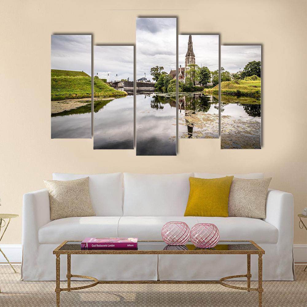 Church In Churchill Park Canvas Wall Art-5 Pop-Gallery Wrap-47" x 32"-Tiaracle