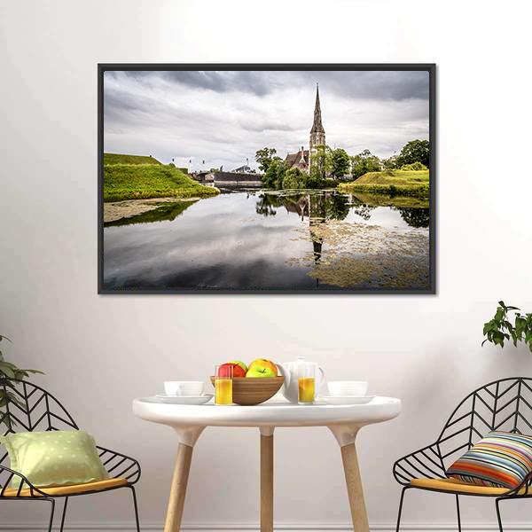 Church In Churchill Park Canvas Wall Art-1 Piece-Floating Frame-24" x 16"-Tiaracle