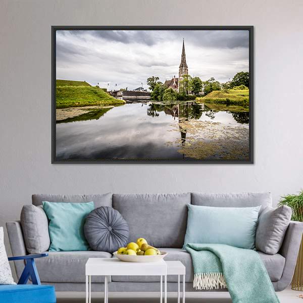 Church In Churchill Park Canvas Wall Art-3 Horizontal-Gallery Wrap-25" x 16"-Tiaracle