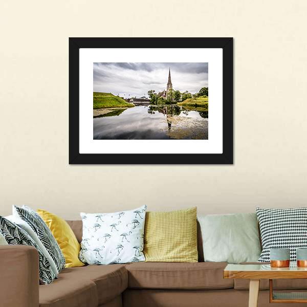Church In Churchill Park Canvas Wall Art-1 Piece-Framed Print-20" x 16"-Tiaracle