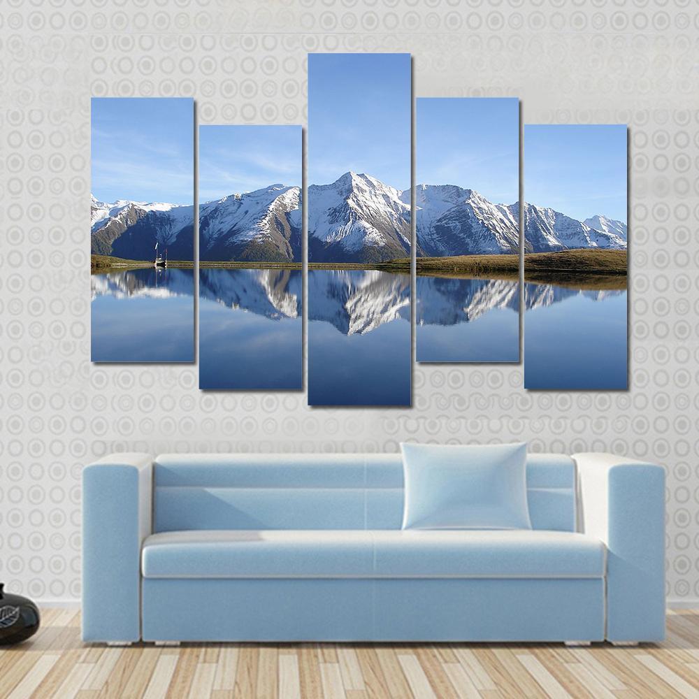 Bettmersee Lake Switzerland Canvas Wall Art-5 Pop-Gallery Wrap-47" x 32"-Tiaracle