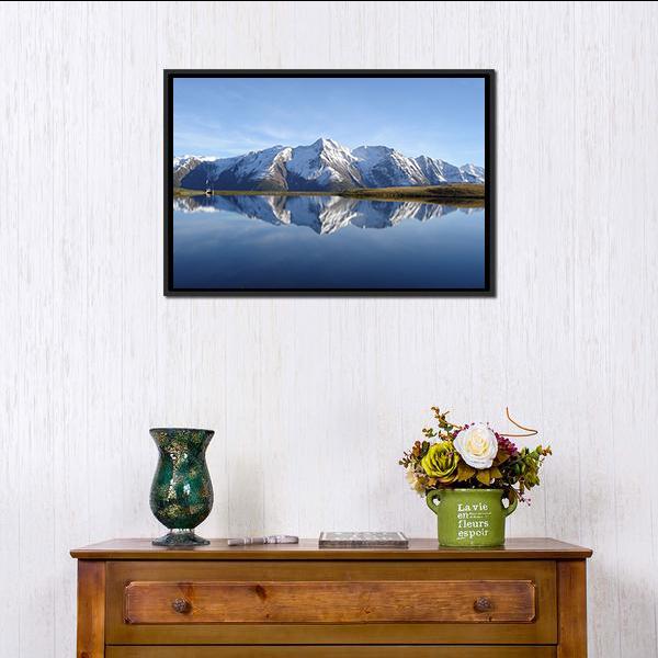 Bettmersee Lake Switzerland Canvas Wall Art-1 Piece-Floating Frame-24" x 16"-Tiaracle