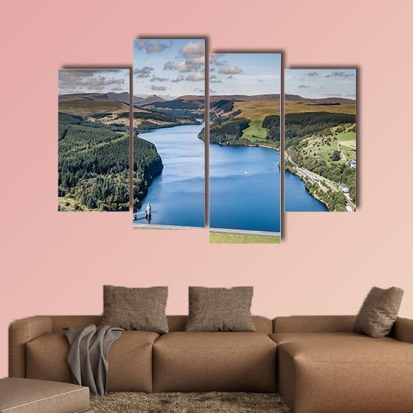 Water Reservoir In A Mountainous Area Canvas Wall Art-4 Pop-Gallery Wrap-50" x 32"-Tiaracle