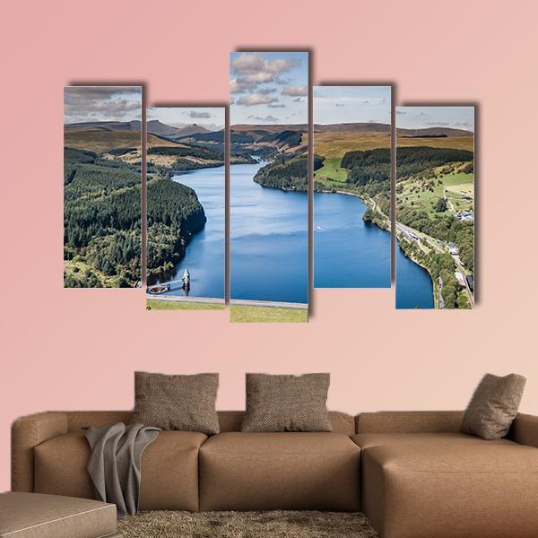 Water Reservoir In A Mountainous Area Canvas Wall Art-5 Pop-Gallery Wrap-47" x 32"-Tiaracle