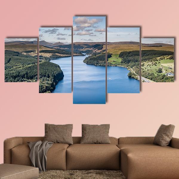 Water Reservoir In A Mountainous Area Canvas Wall Art-5 Star-Gallery Wrap-62" x 32"-Tiaracle