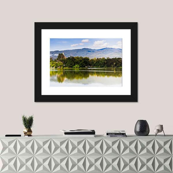 Water Reservoir In Lanna Rama Park Canvas Wall Art-1 Piece-Framed Print-20" x 16"-Tiaracle