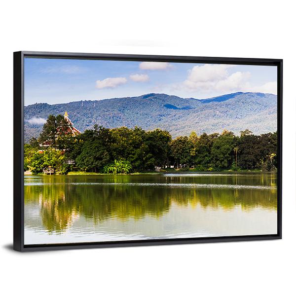 Water Reservoir In Lanna Rama Park Canvas Wall Art-3 Horizontal-Gallery Wrap-25" x 16"-Tiaracle