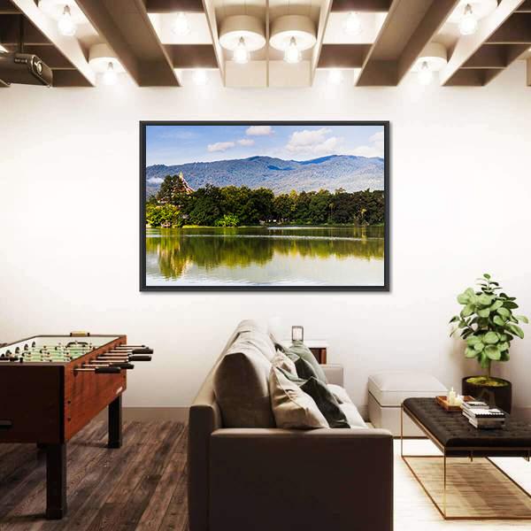 Water Reservoir In Lanna Rama Park Canvas Wall Art-3 Horizontal-Gallery Wrap-25" x 16"-Tiaracle