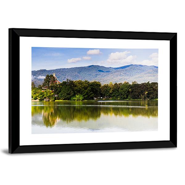 Water Reservoir In Lanna Rama Park Canvas Wall Art-3 Horizontal-Gallery Wrap-25" x 16"-Tiaracle