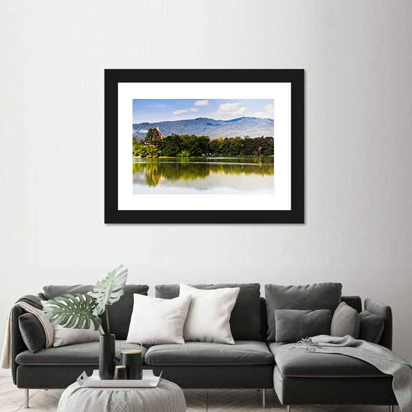 Water Reservoir In Lanna Rama Park Canvas Wall Art-3 Horizontal-Gallery Wrap-25" x 16"-Tiaracle