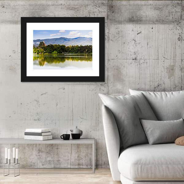 Water Reservoir In Lanna Rama Park Canvas Wall Art-3 Horizontal-Gallery Wrap-25" x 16"-Tiaracle