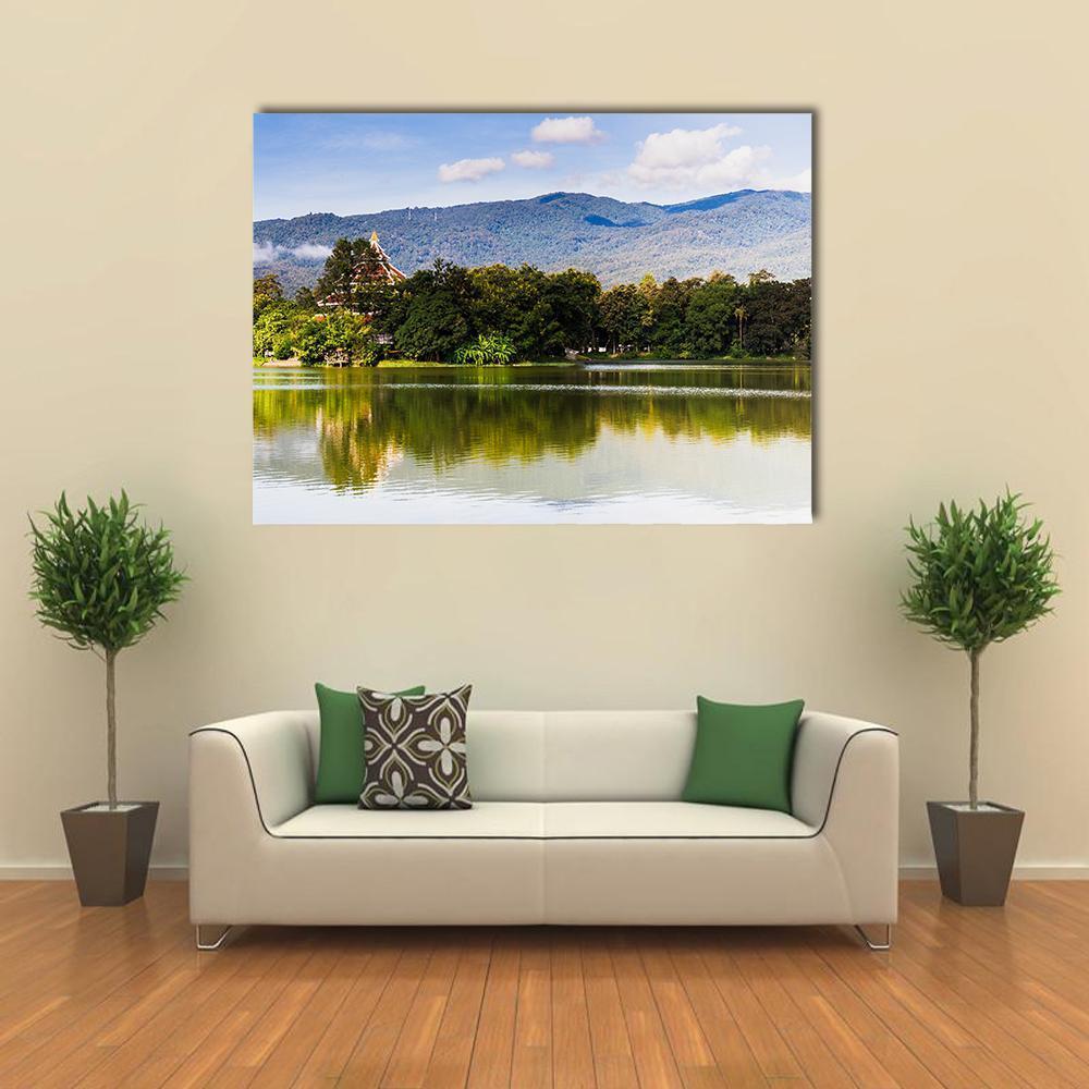 Water Reservoir In Lanna Rama Park Canvas Wall Art-1 Piece-Gallery Wrap-48" x 32"-Tiaracle