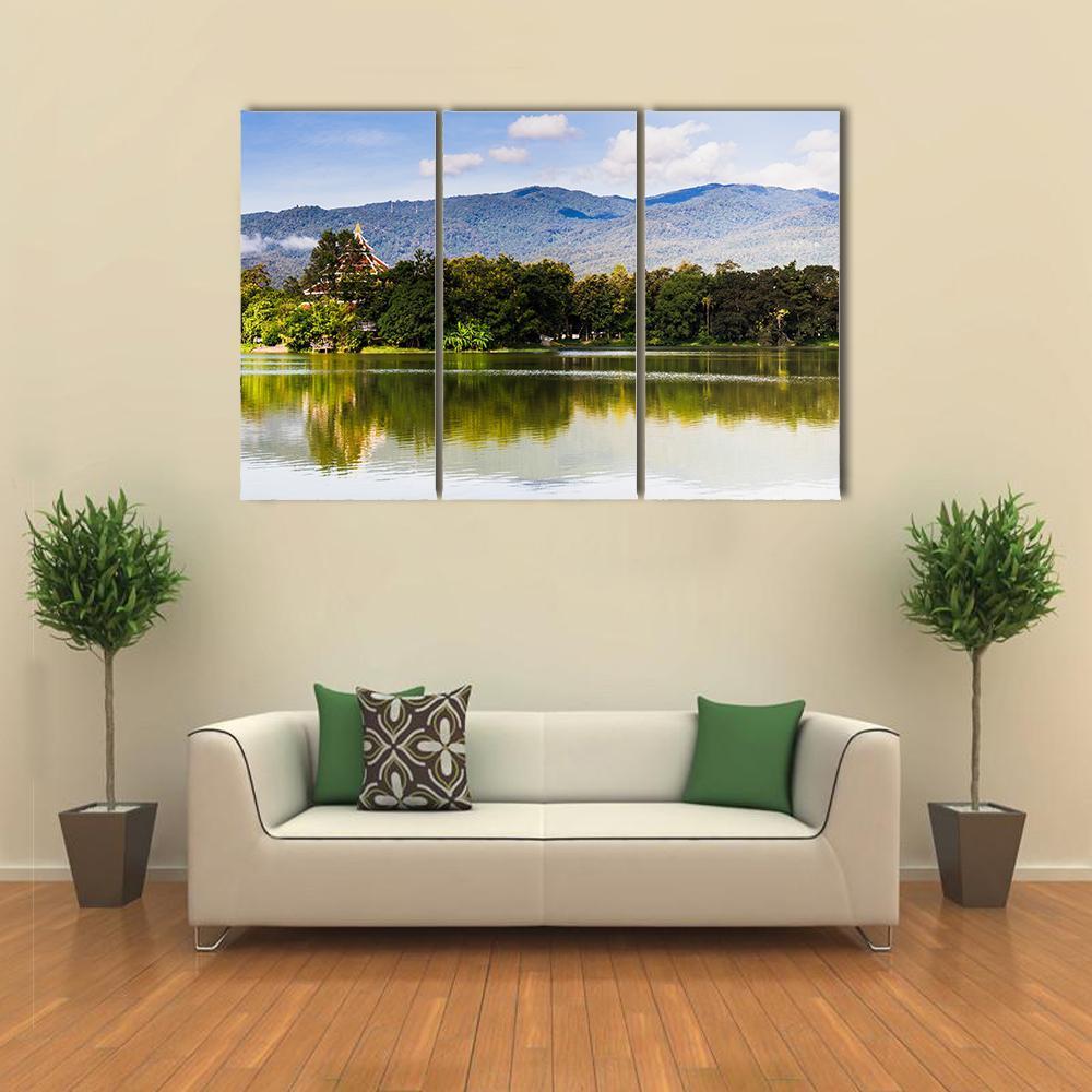 Water Reservoir In Lanna Rama Park Canvas Wall Art-3 Horizontal-Gallery Wrap-37" x 24"-Tiaracle