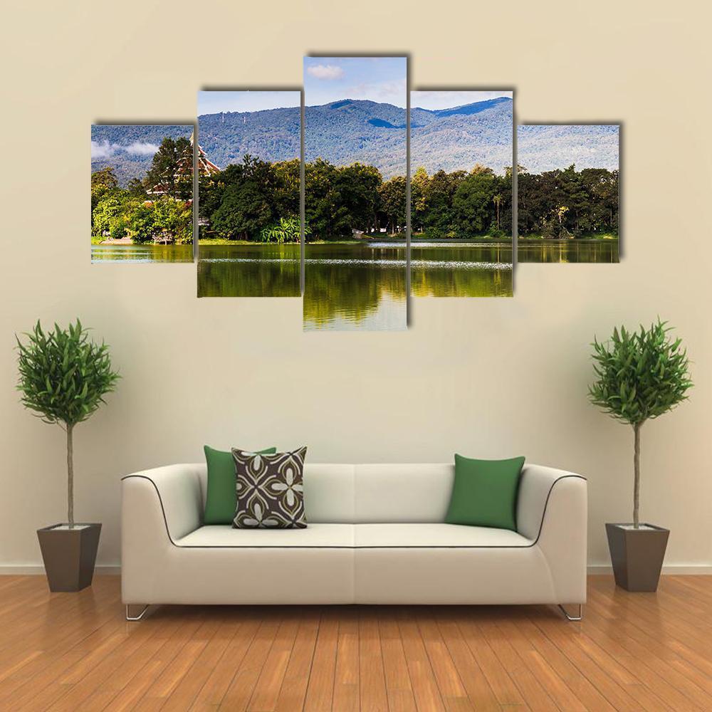 Water Reservoir In Lanna Rama Park Canvas Wall Art-5 Star-Gallery Wrap-62" x 32"-Tiaracle