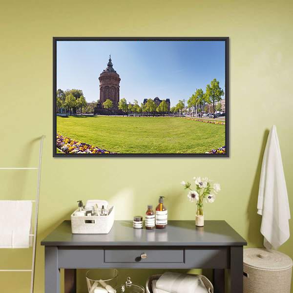 Water Tower Germany Canvas Wall Art-1 Piece-Floating Frame-24" x 16"-Tiaracle