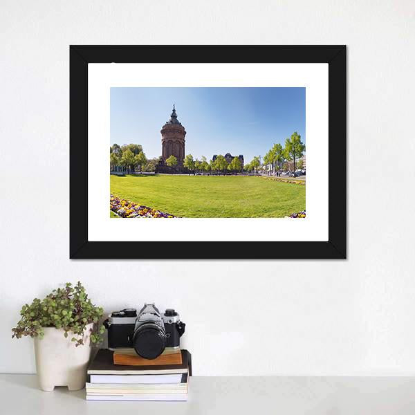 Water Tower Germany Canvas Wall Art-1 Piece-Framed Print-20" x 16"-Tiaracle