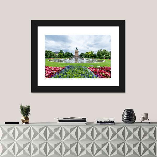 Water Tower In Mannheim Germany Canvas Wall Art-1 Piece-Framed Print-20" x 16"-Tiaracle