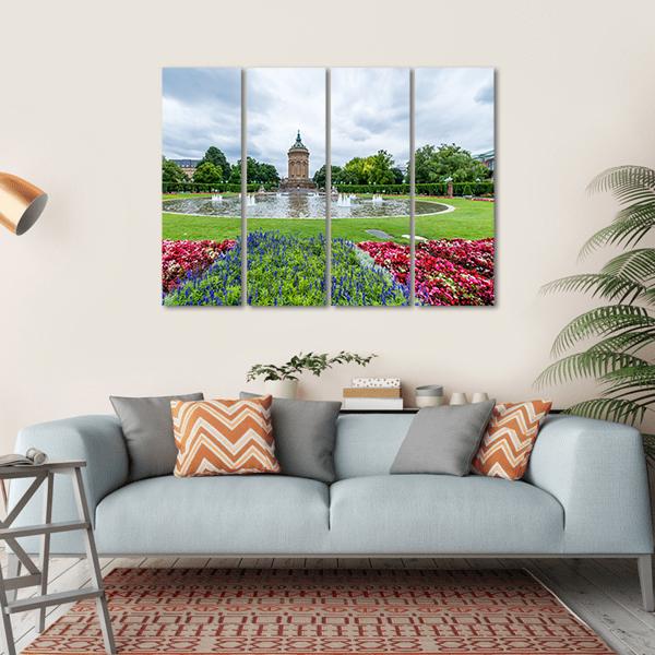 Water Tower In Mannheim Germany Canvas Wall Art-4 Horizontal-Gallery Wrap-34" x 24"-Tiaracle