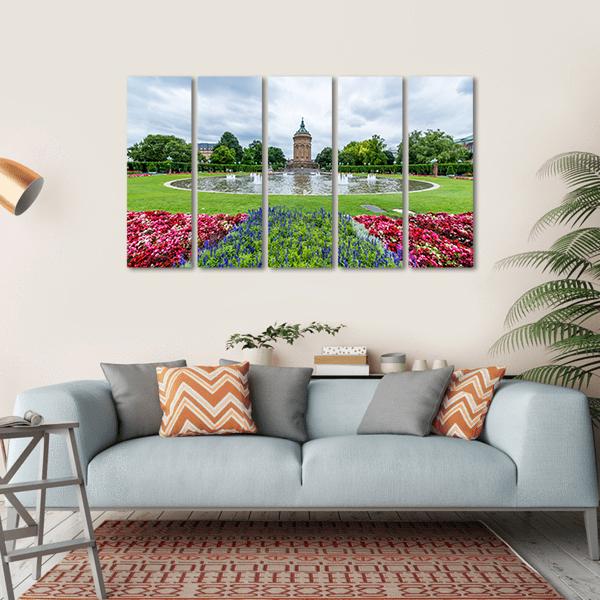 Water Tower In Mannheim Germany Canvas Wall Art-5 Horizontal-Gallery Wrap-22" x 12"-Tiaracle