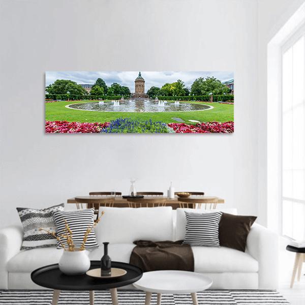 Water Tower In Mannheim Germany Panoramic Canvas Wall Art-3 Piece-25" x 08"-Tiaracle