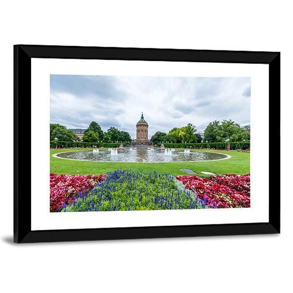 Water Tower In Mannheim Germany Panoramic Canvas Wall Art-1 Piece-36" x 12"-Tiaracle
