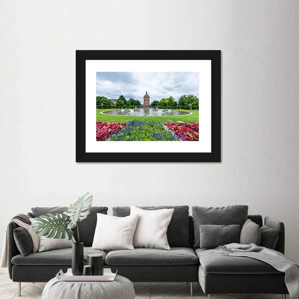 Water Tower In Mannheim Germany Panoramic Canvas Wall Art-1 Piece-36" x 12"-Tiaracle