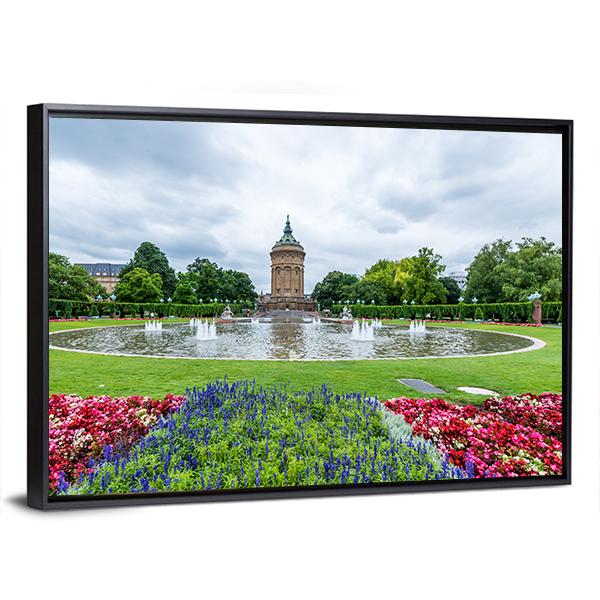 Water Tower In Mannheim Germany Panoramic Canvas Wall Art-1 Piece-36" x 12"-Tiaracle