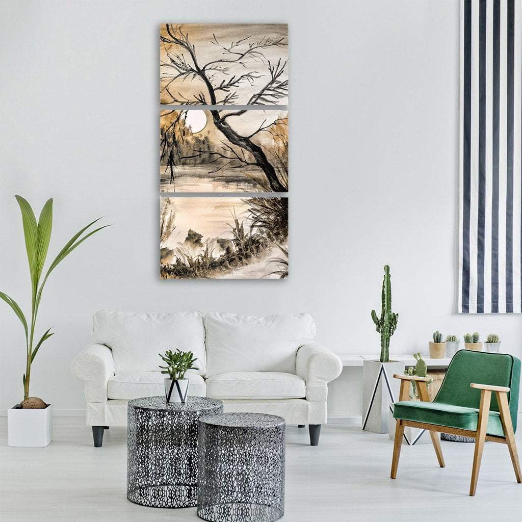 Watercolor Art Of Nature Vertical Canvas Wall Art-3 Vertical-Gallery Wrap-12" x 25"-Tiaracle