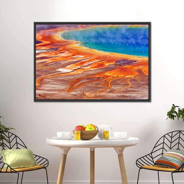 Watercolor Grand Prismatic Spring Canvas Wall Art-3 Horizontal-Gallery Wrap-25" x 16"-Tiaracle