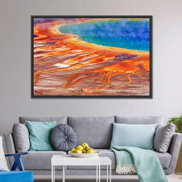 Watercolor Grand Prismatic Spring Canvas Wall Art-3 Horizontal-Gallery Wrap-25" x 16"-Tiaracle