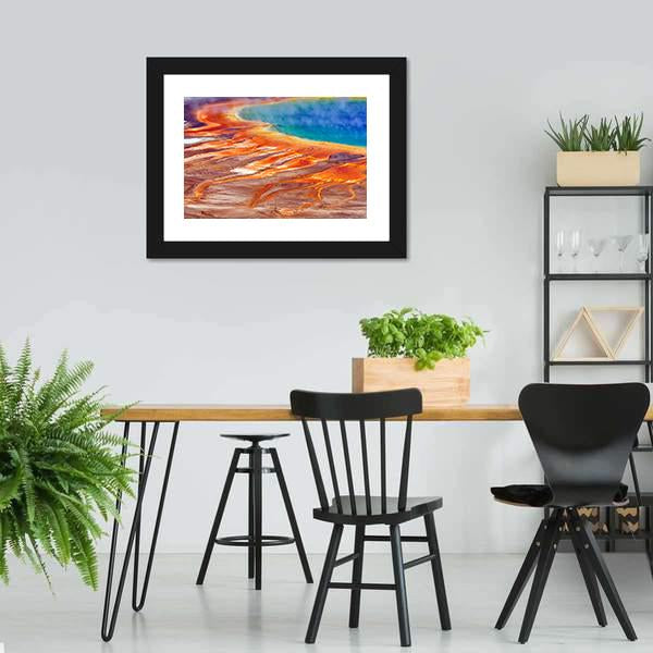 Watercolor Grand Prismatic Spring Canvas Wall Art-3 Horizontal-Gallery Wrap-25" x 16"-Tiaracle