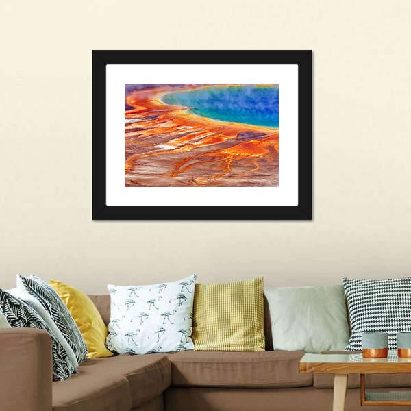 Watercolor Grand Prismatic Spring Canvas Wall Art-3 Horizontal-Gallery Wrap-25" x 16"-Tiaracle